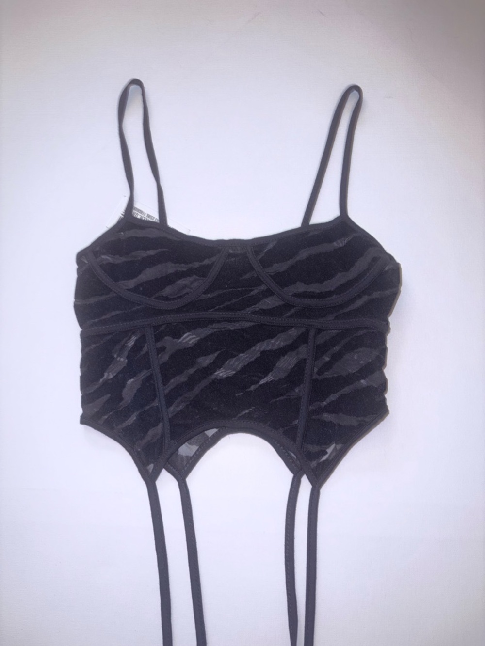 Fashionkilla Black Textured Zebra Bustier Top